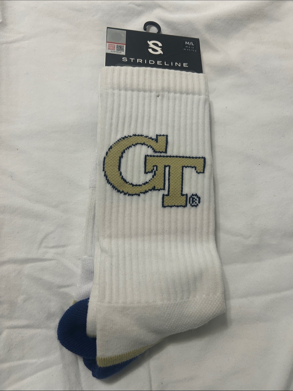 Georgia Tech White Crew Socks M/L